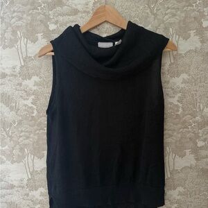 100% Silk Liz Claiborne Black Cowl Neck Sleeveless Sweater
